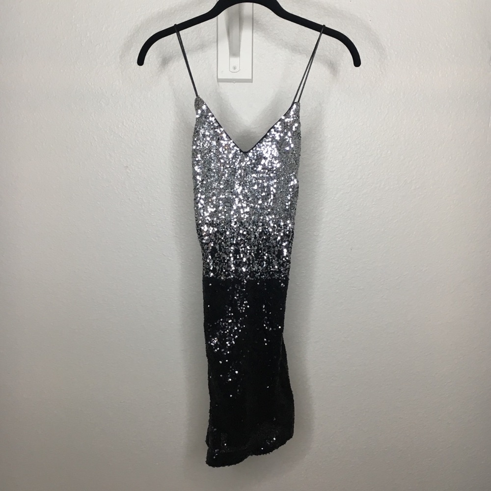 NASTY GAL ombre sequin cross back dress, NWT